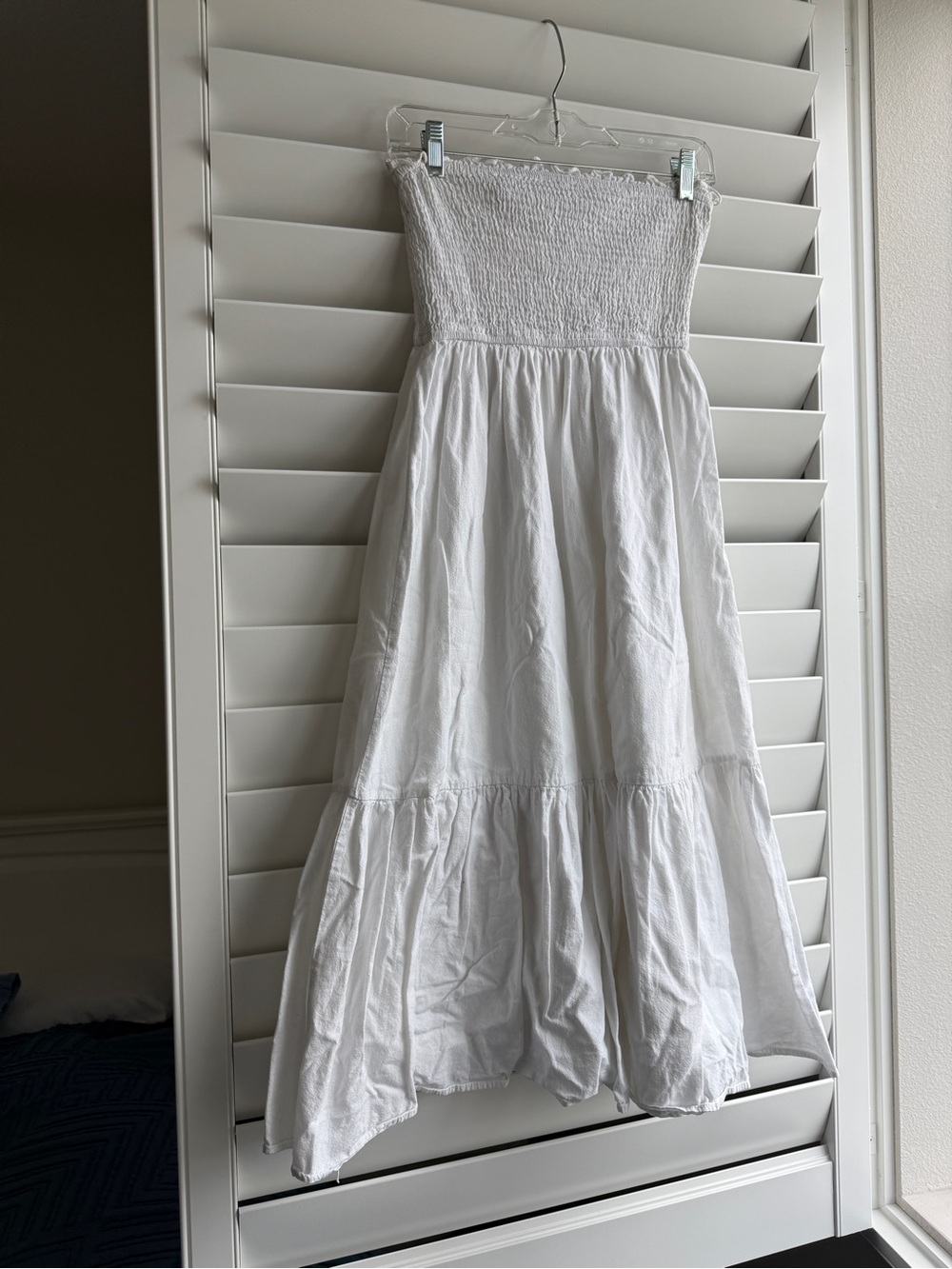 Petal and Pup White Strapless Smocked Midi Dress
